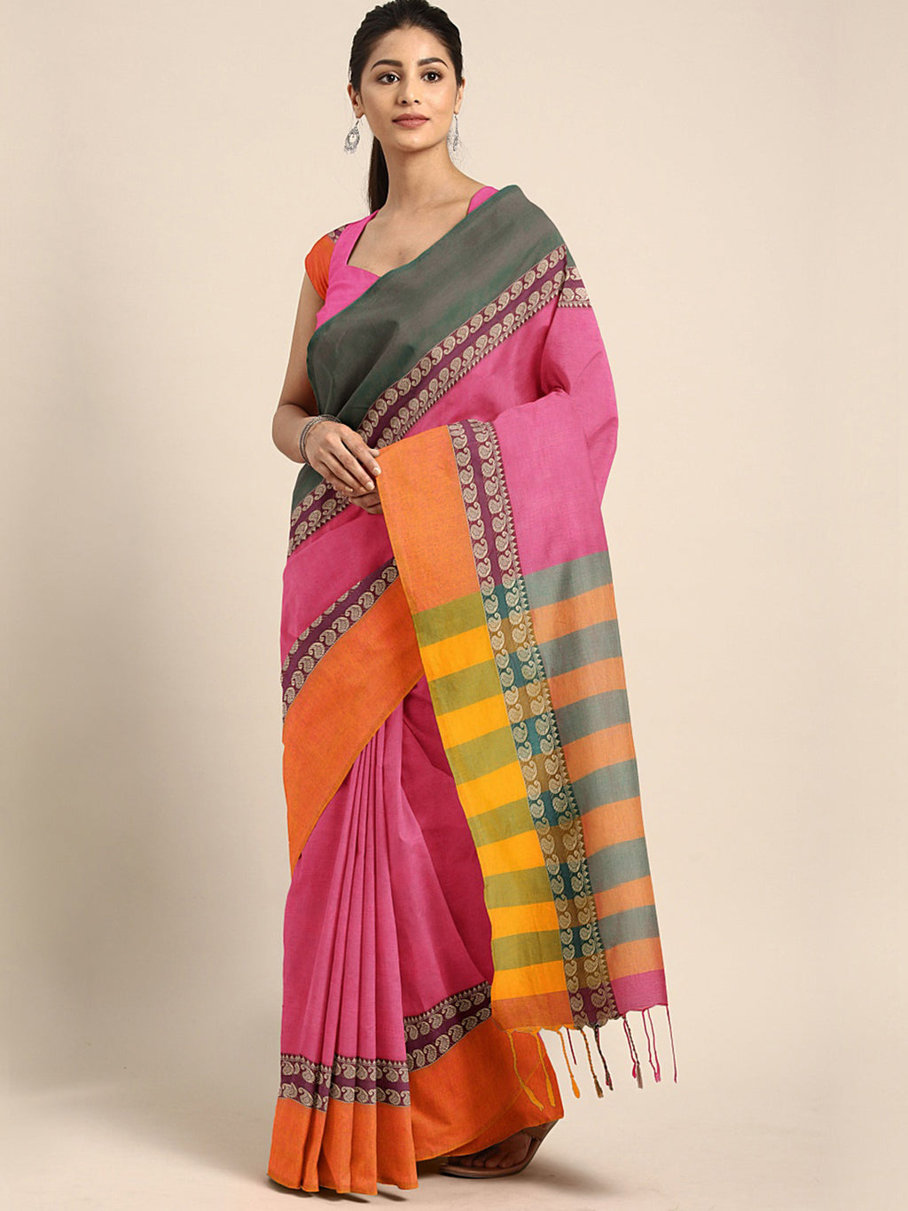 Pink Jamdani Woven Design Saree With Blouse Piece SHBESA0072 SHBESA0072-Saree-Kalakari India-SHBESA0072-Geographical Indication, Hand Crafted, Handloom, Heritage Prints, Jamdani, Natural Dyes, Pure Cotton, Sarees, Sustainable Fabrics, West Bengal, Woven-[Linen,Ethnic,wear,Fashionista,Handloom,Handicraft,Indigo,blockprint,block,print,Cotton,Chanderi,Blue, latest,classy,party,bollywood,trendy,summer,style,traditional,formal,elegant,unique,style,hand,block,print, dabu,booti,gift,present,glamorous,a