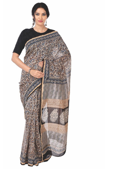 Buy Shree Vijay Textiles And Hand Painted Kalamkari Chanderi Multicolor  Sarees Online @ Best Price In India | Flipkart.com