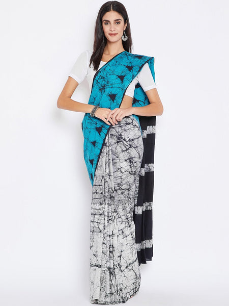 Linen Batik Print Cotton Sarees with Blouse – SareesZone